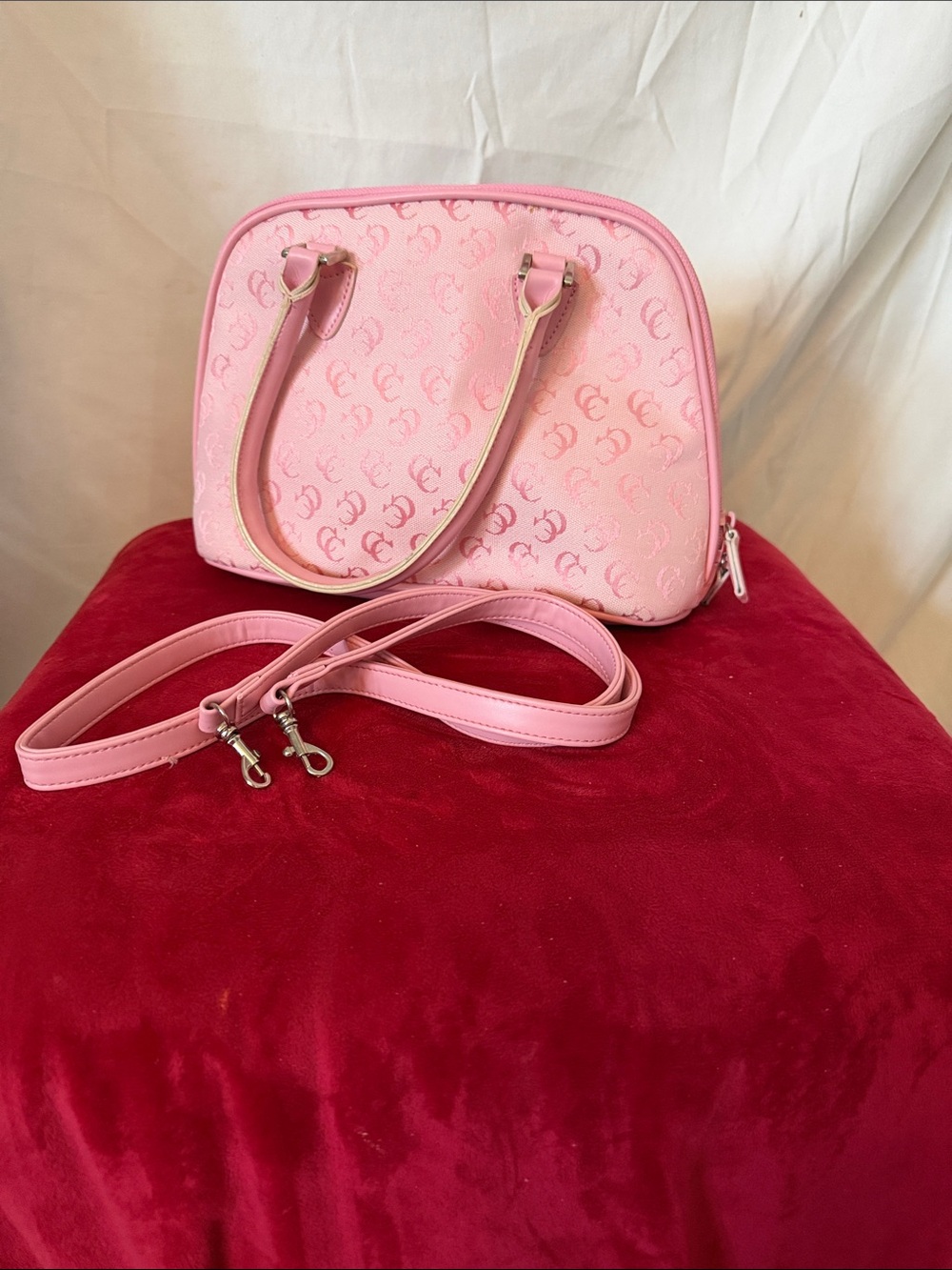 Elegant Pink Dome Tote with Detachable Strap
